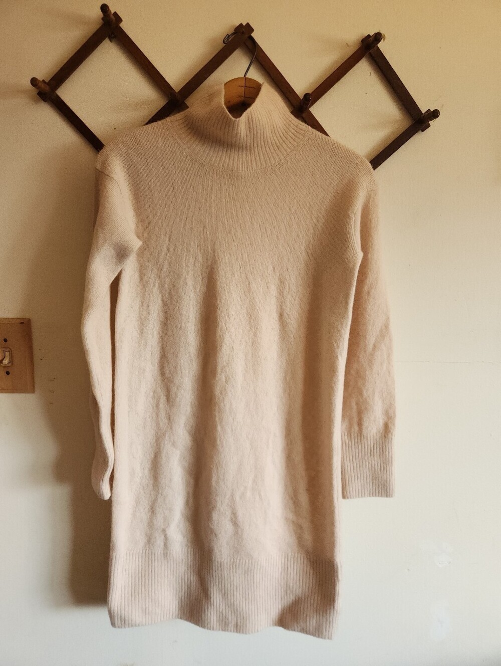 Everlane Wool Blend Cream Turtleneck Sweater Mini Dress Wool Blend Xxs